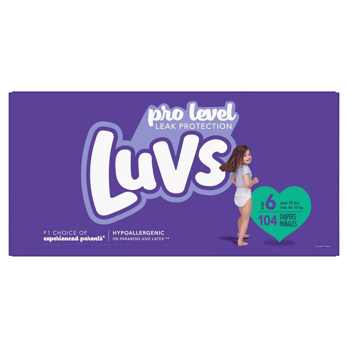 Luvs Pro Level Leak Protection Diapers Giant Pack - Size 6 - 104ct