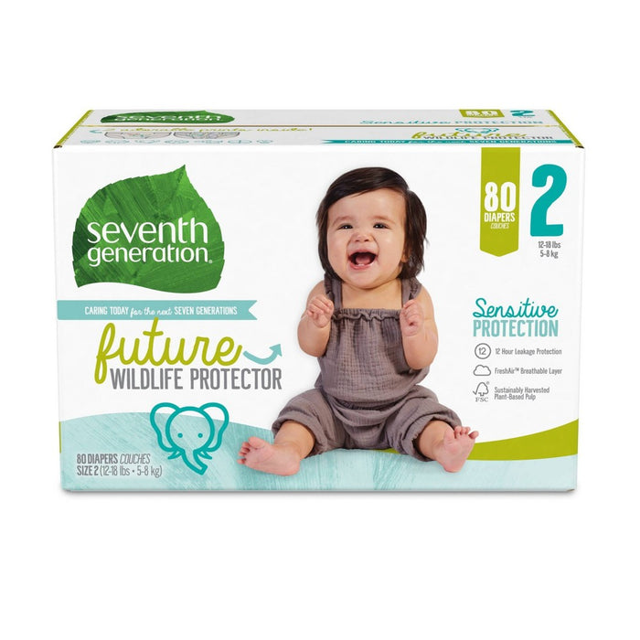 Seventh Generation Sensitive Protection Diapers Super Pack - Size 2 - 80ct