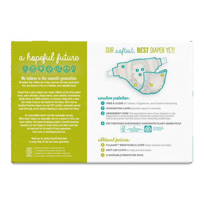 Seventh Generation Sensitive Protection Diapers Super Pack - Size 2 - 80ct