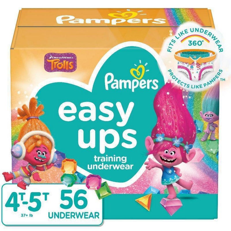 Pampers Easy Ups Girls Training Pants Super Pack - Size 4T-5T - 56ct