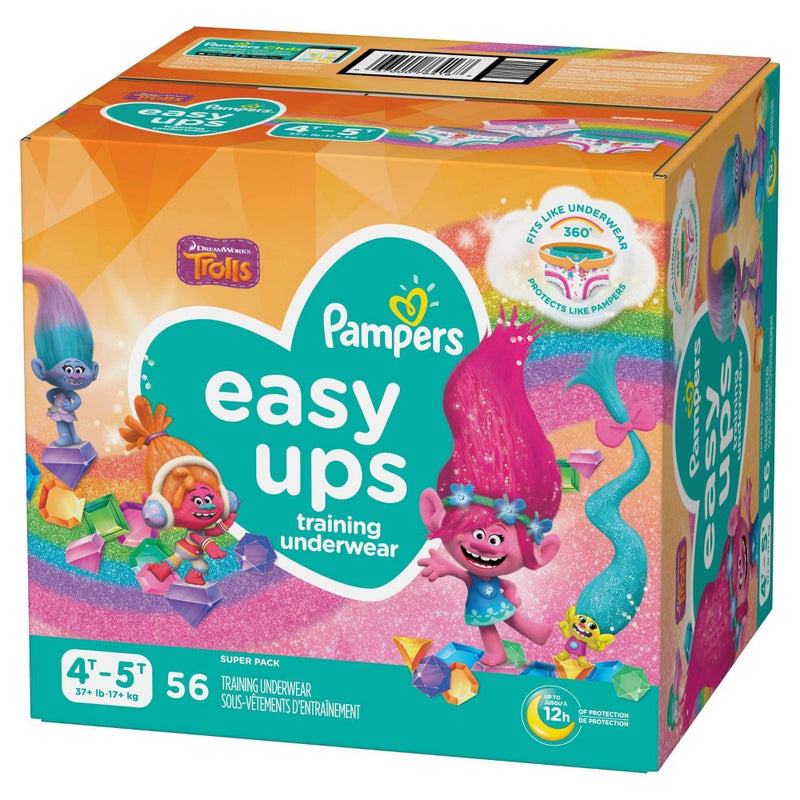 Pampers Easy Ups Girls Training Pants Super Pack - Size 4T-5T - 56ct