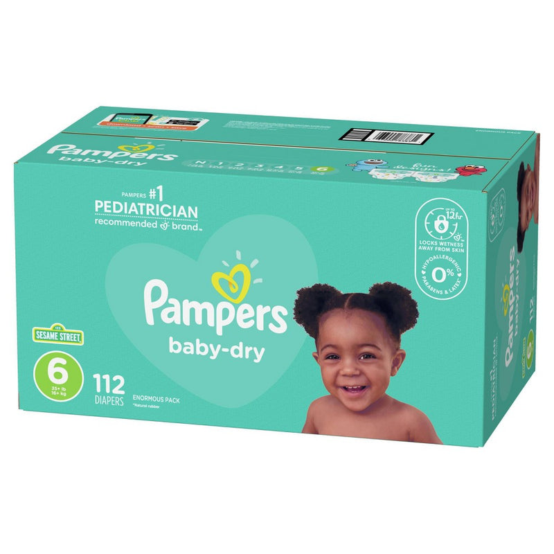 Pampers Baby Dry Disposable Diapers Enormous Pack - Size 6 (112ct)