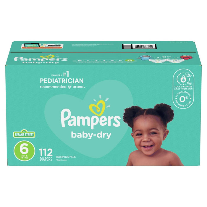 Pampers Baby Dry Disposable Diapers Enormous Pack - Size 6 (112ct)
