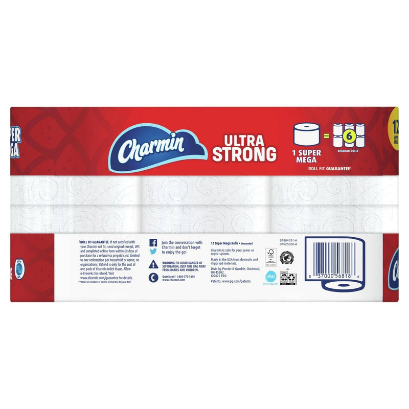 Charmin Ultra Strong Toilet Paper - 12 Super Mega Rolls