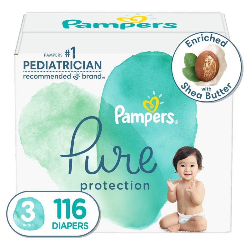 Pampers Pure Protection Disposable Diapers Enormous Pack Size 3 - 116ct
