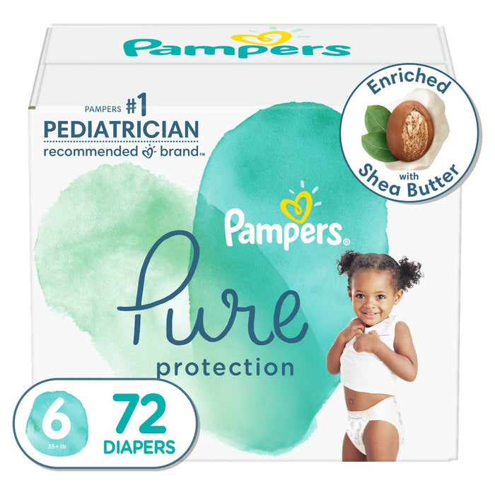 Pampers Pure Protection Disposable Diapers Enormous Pack Size 6 - 72ct