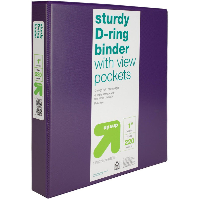 1" 3 Ring Binder Clear View Purple - up & up