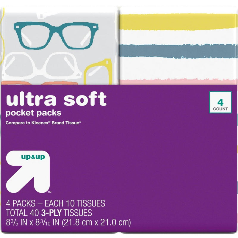 Facial Tissue Pocket Pack - 4pk/10ct - up & up