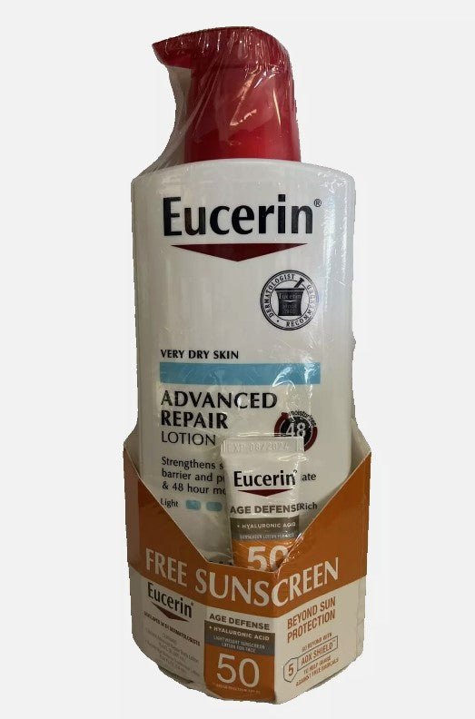 Eucerin Advanced Repair Lotion + Free Sunscreen 16.9 fl. oz. EXP: 09/2025