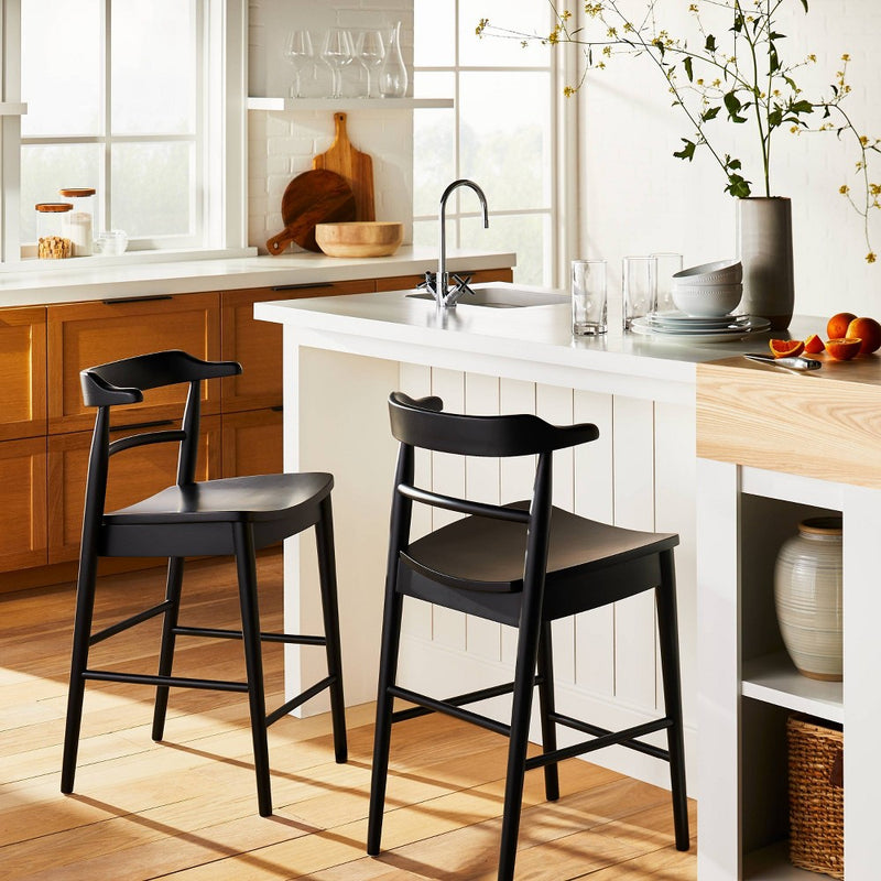 Kaysville Curved Back Wood Counter Height Barstool Black - Threshold designed with Studio McGee (LOCAL PICKUP ONLY)