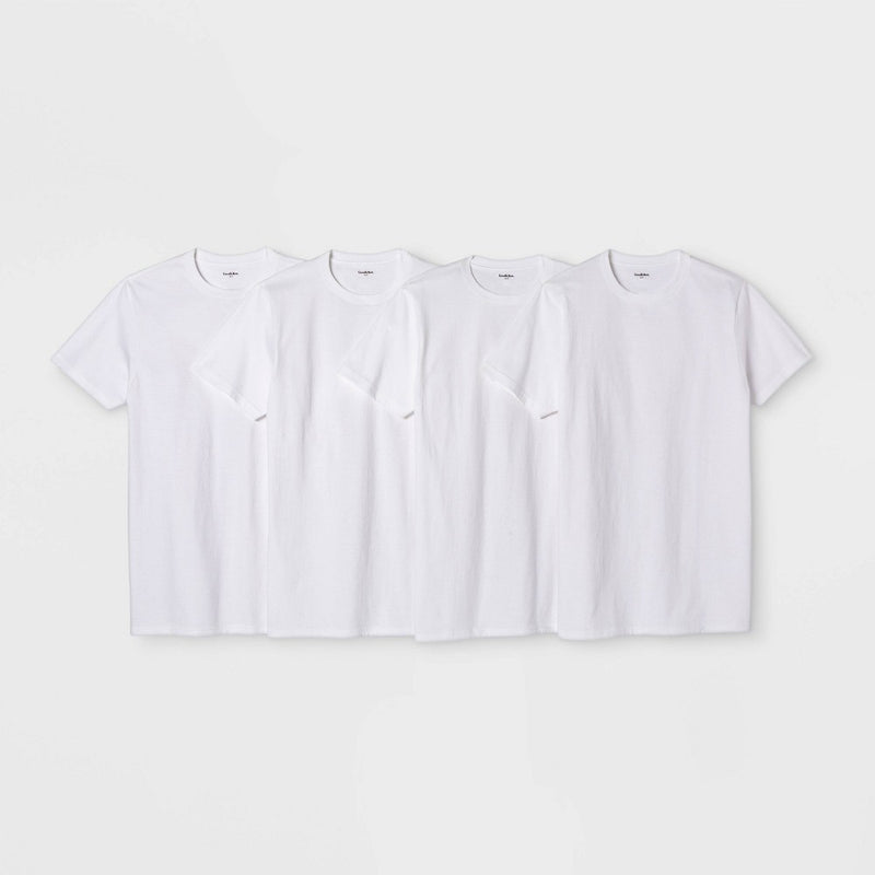 Men's Short Sleeve 4pk Crew-Neck T-Shirt - Goodfellow & Co White S