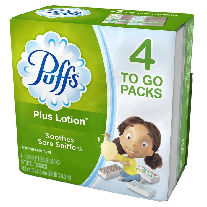 Puffs Plus Lotion To Go Facial Tissue - 4pk