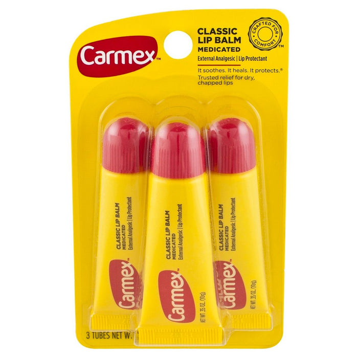 Carmex Classic Medicated Lip Balm Tube - 3ct/1.05oz