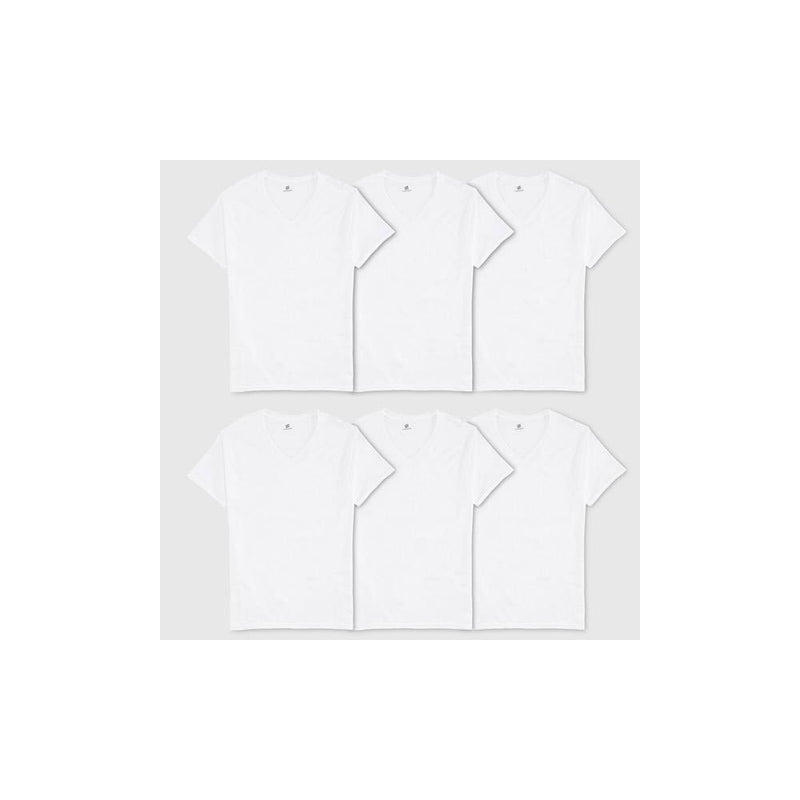 Hanes Men's 6pk V-Neck T-Shirt - White - L