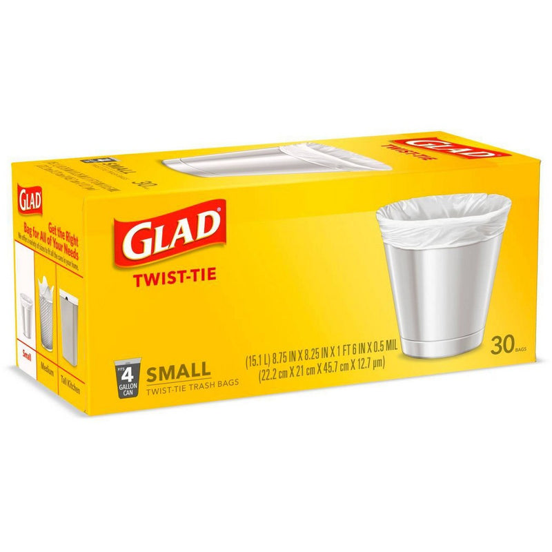Glad Small Trash Bags 4 Gallon Twist Tie Value Pack - White - 60ct