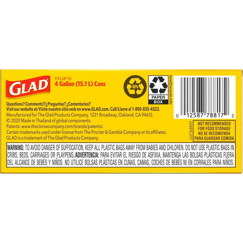 Glad Small Trash Bags 4 Gallon Twist Tie Value Pack - White - 60ct