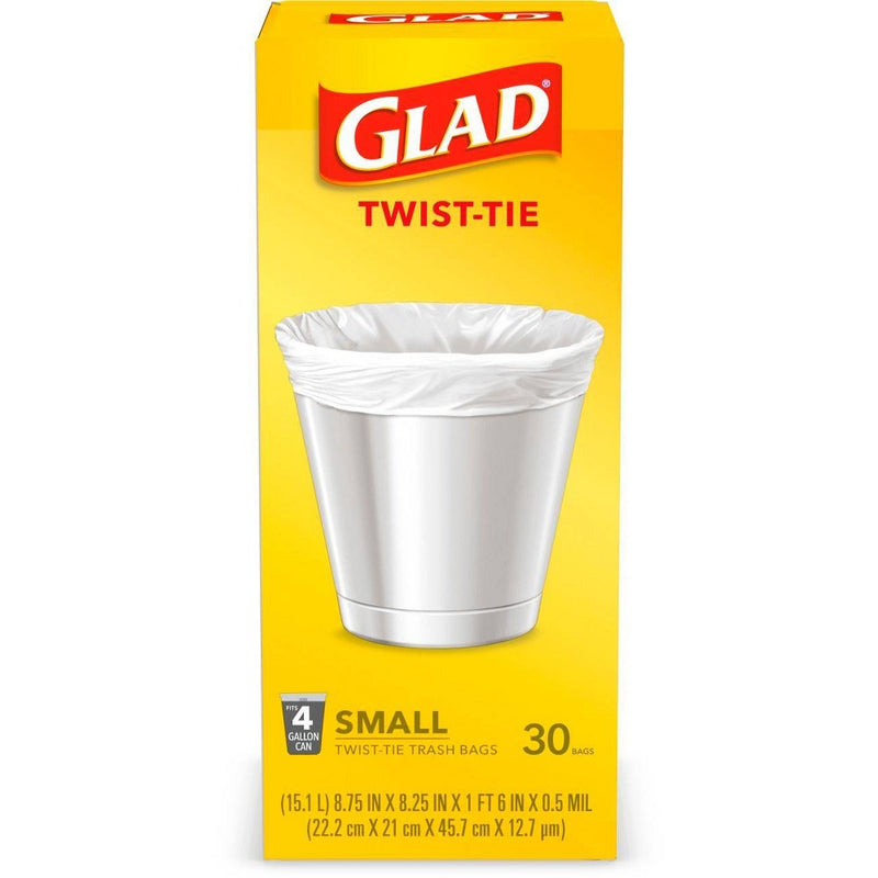 Glad Small Trash Bags 4 Gallon Twist Tie Value Pack - White - 60ct