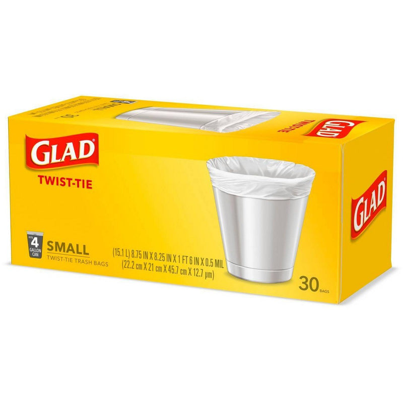 Glad Small Trash Bags 4 Gallon Twist Tie Value Pack - White - 60ct
