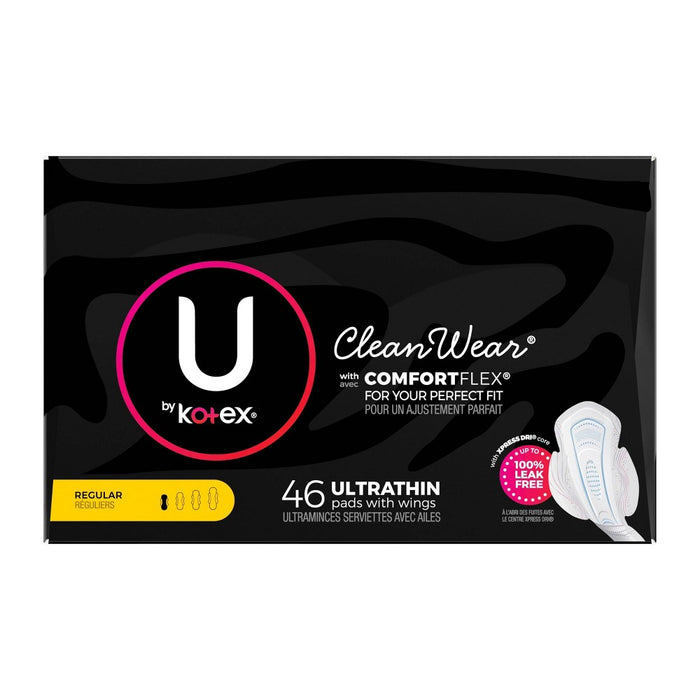 U by Kotex CleanWear Ultra Thin Pads with Wings - Regular - Unscented - 46ct