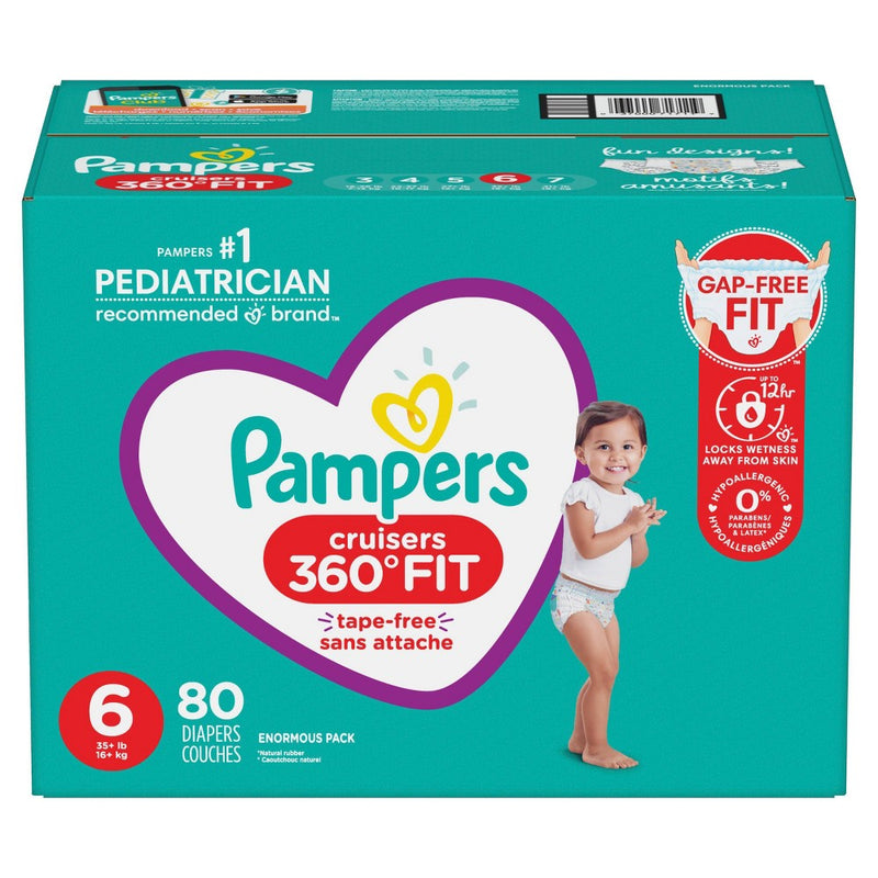 Pampers Cruisers 360 Disposable Diapers Enormous Pack - Size 6 (80ct)