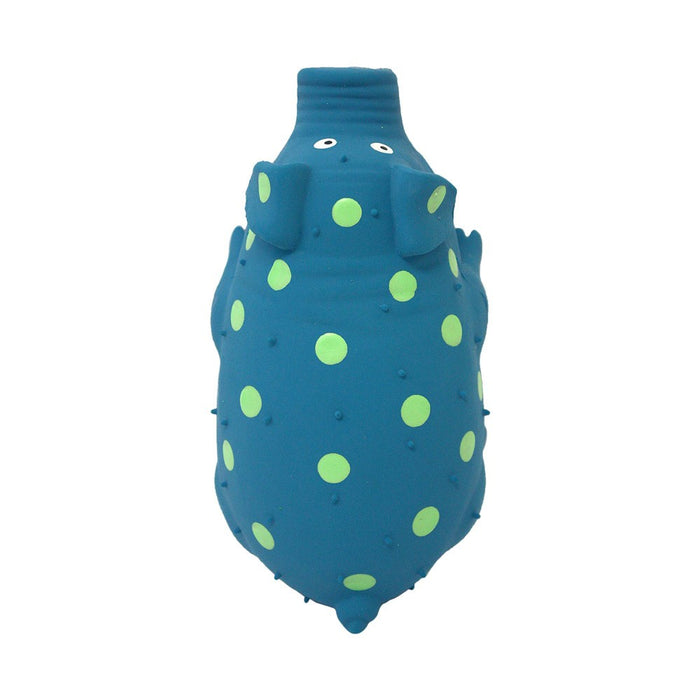 Multipet Latex Polka Dot Pig Dog Toy - Blue - 9"