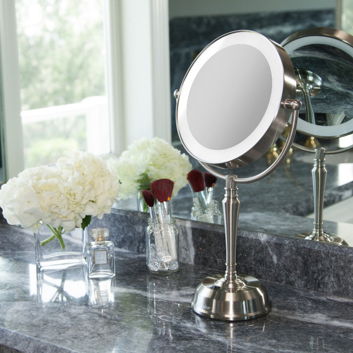 Zadro Next Generation LED Lighted Vanity Mirror with USB Port Satin Nickel - 10X/1X