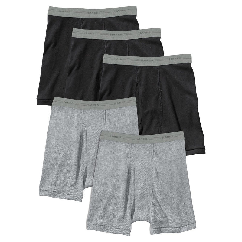 Hanes Men's 5pk Boxer Briefs - Black/Gray L