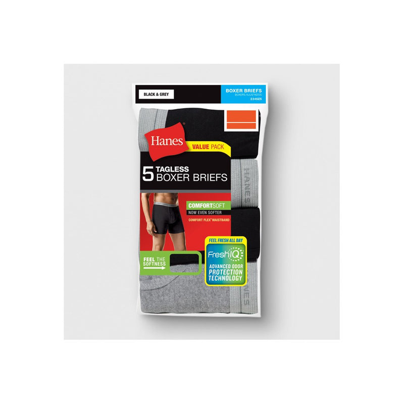 Hanes Men's 5pk Boxer Briefs - Black/Gray L