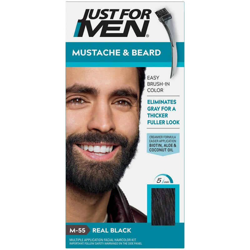 Just For Men Mustache & Beard Beard Color - ing for Gray Hair - Real Black M55