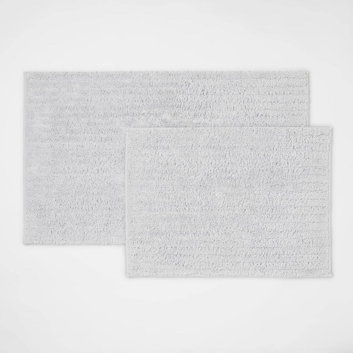 2pk Quick Dry Bath Rug Set Light Gray - Threshold