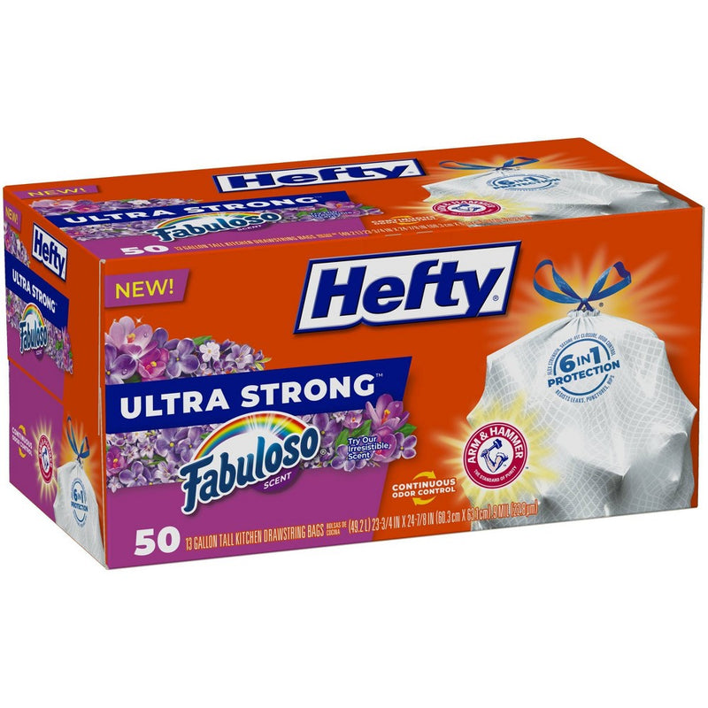 Hefty Ultra Strong Fabuloso Tall Kitchen 13 Gallon Trash Bags - 50ct