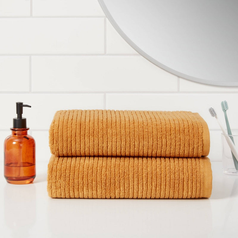 2pk Quick Dry Ribbed Bath Towel Set Gold - Threshold
