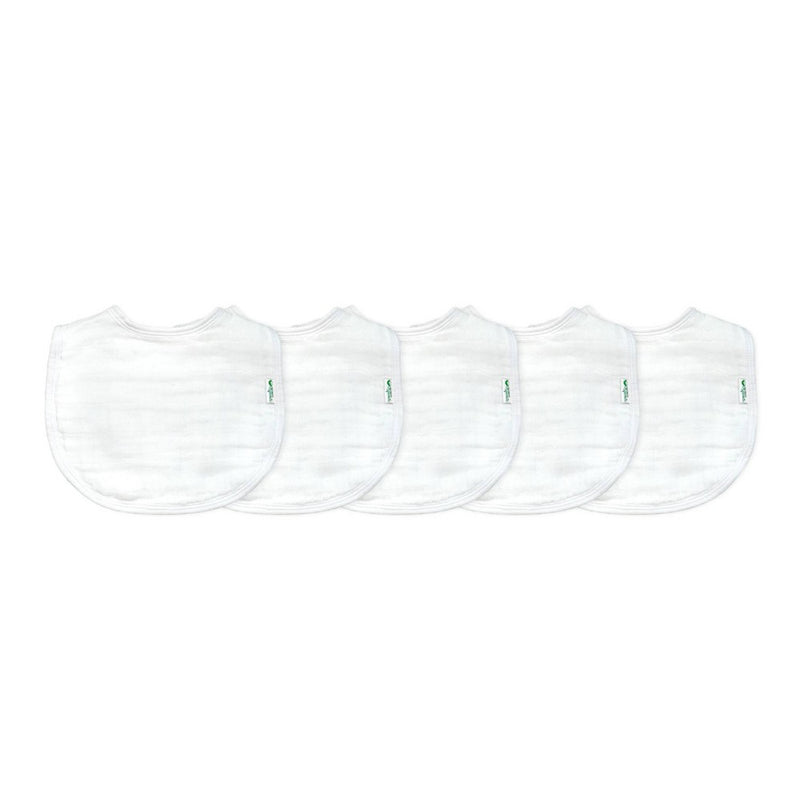 green sprouts Organic Cotton Muslin Bibs 5pk - White