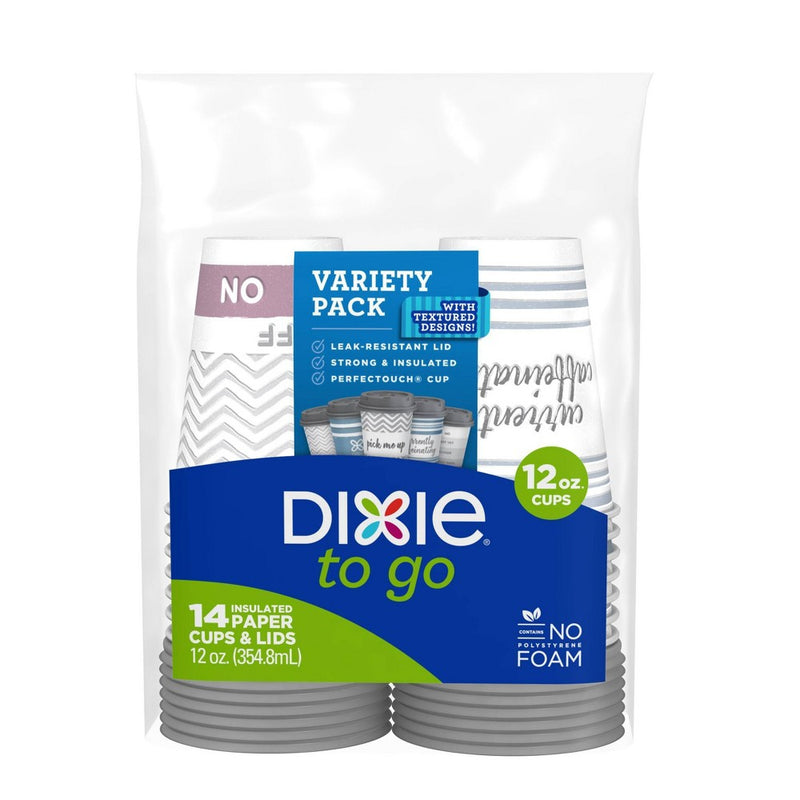 Dixie To Go Hot Disposable Cups Lids - 14ct/12oz