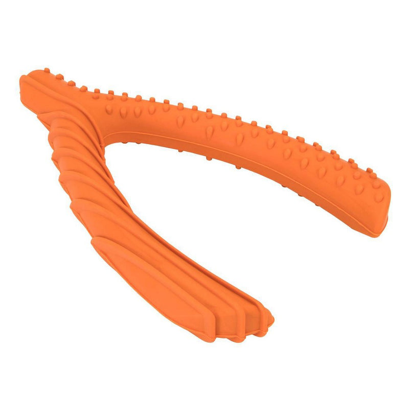 Rubber Wishbone Dog Toy - Orange - Boots & Barkley