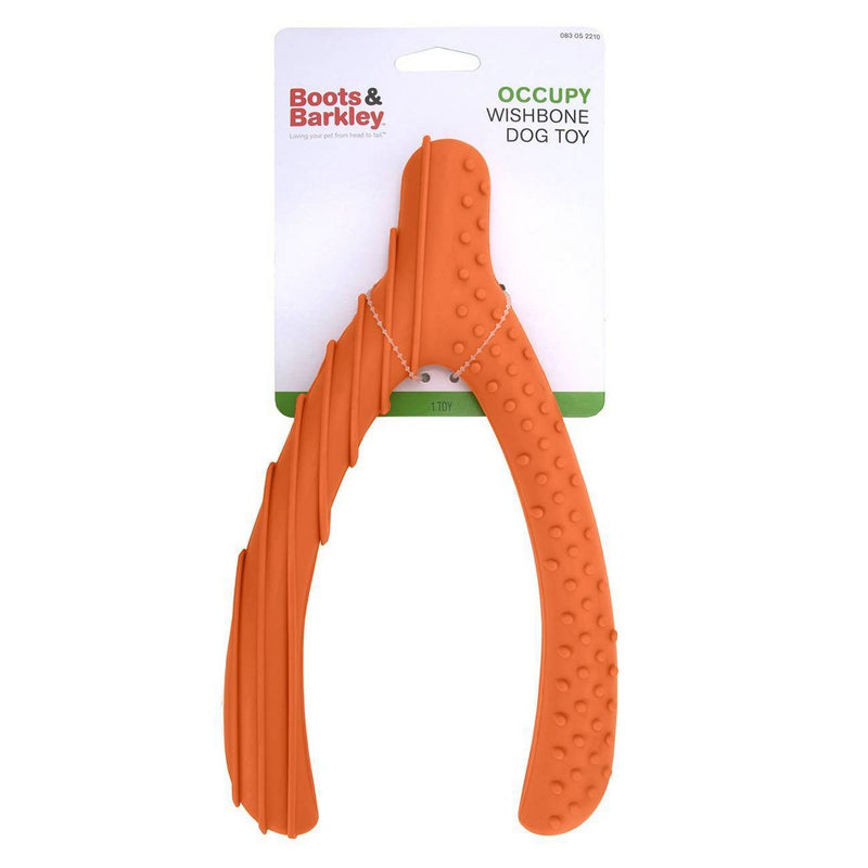 Rubber Wishbone Dog Toy - Orange - Boots & Barkley