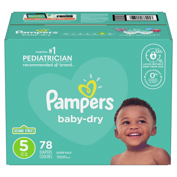 Pampers Baby Dry Diapers Super Pack Size 5 - 78ct