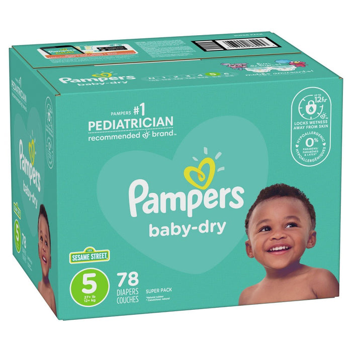 Pampers Baby Dry Diapers Super Pack Size 5 - 78ct