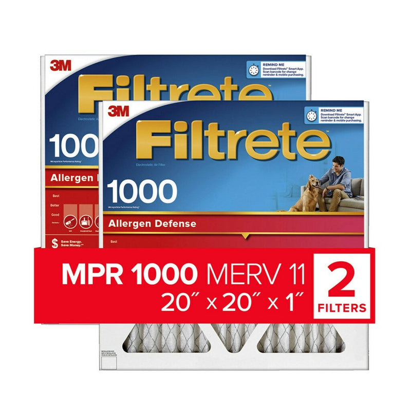 Filtrete 20x20x1 2pk Allergen Defense Air Filter 1000 MPR