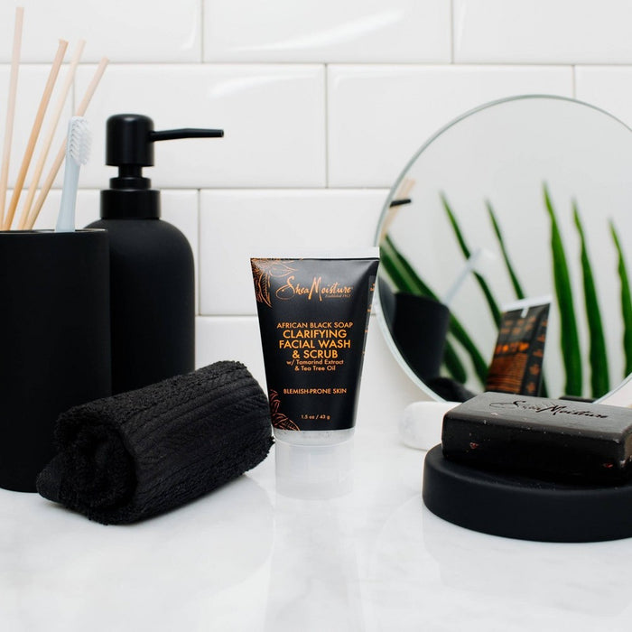 SheaMoisture African Black Soap Clarifying Facial Wash & Scrub - 1.5oz