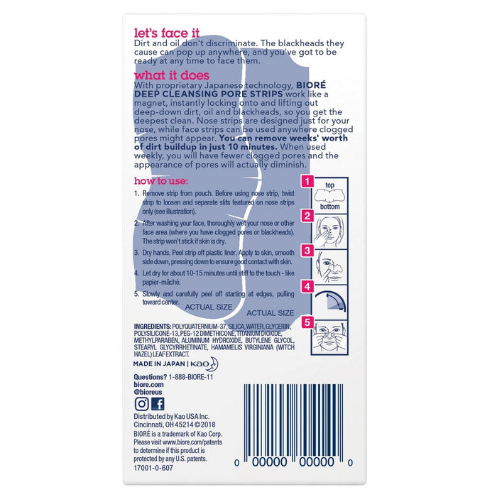 Biore Nose + Face Deep Cleansing Pore Strips - 24ct