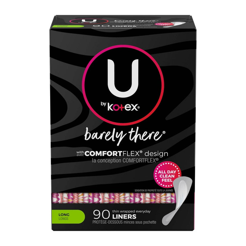 U by Kotex Barely There Thin Unscented Panty Liners - Light Absorbency - Long - 90ct
