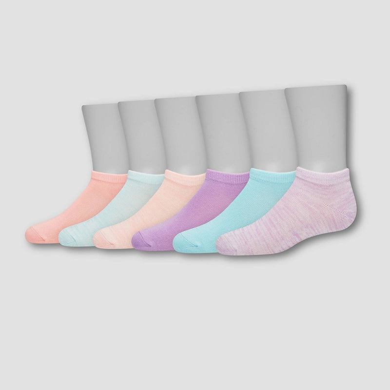 Hanes Premium Girls' 6pk Super Soft No Show Socks - Colors Vary M