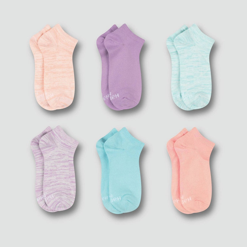 Hanes Premium Girls' 6pk Super Soft No Show Socks - Colors Vary M