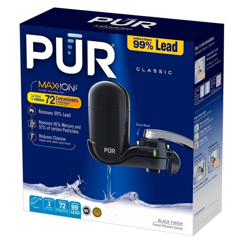 PUR Chemical & Physical Faucet Mount Water Filtration System - Black
