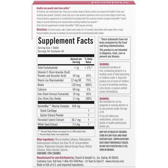 Viviscal Promotes Hair Growth Clinically Proven Dietary Supplement - 60ct