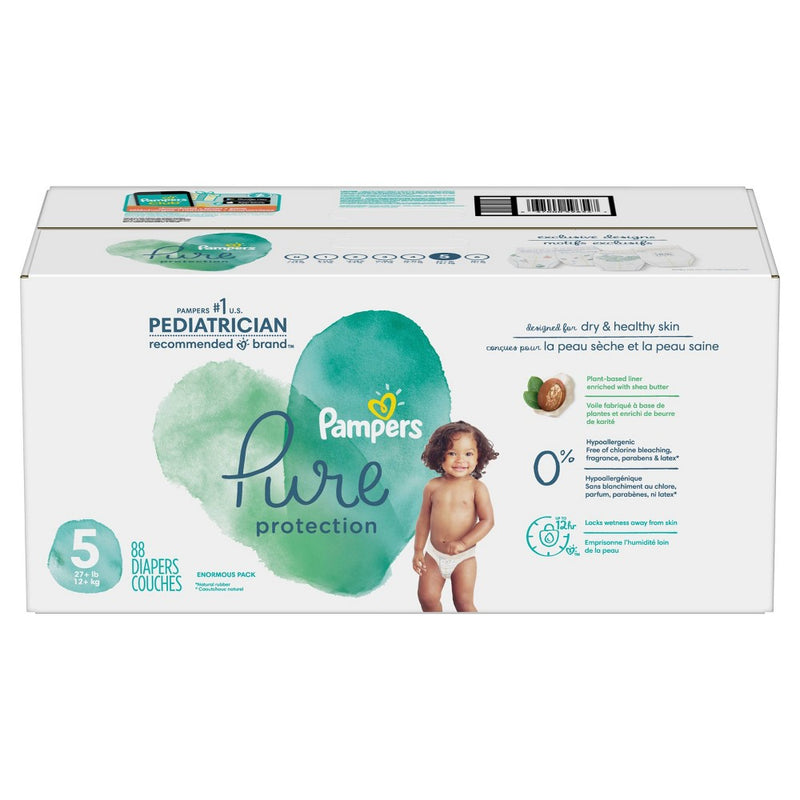 Pampers Pure Protection Disposable Diapers Enormous Pack Size 5 - 88ct