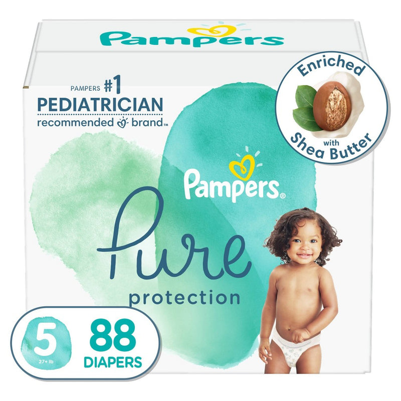 Pampers Pure Protection Disposable Diapers Enormous Pack Size 5 - 88ct