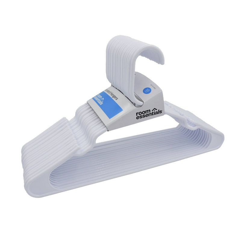 18pk Plastic Hangers White - Room Essentials