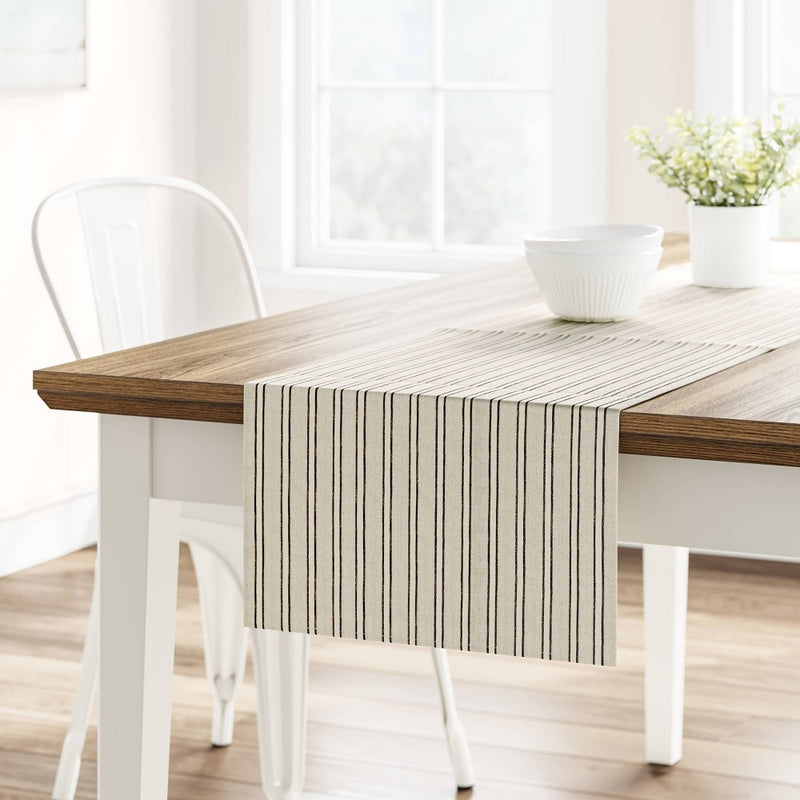 108" x 14" Cotton Striped Table Runner Natural - Threshold
